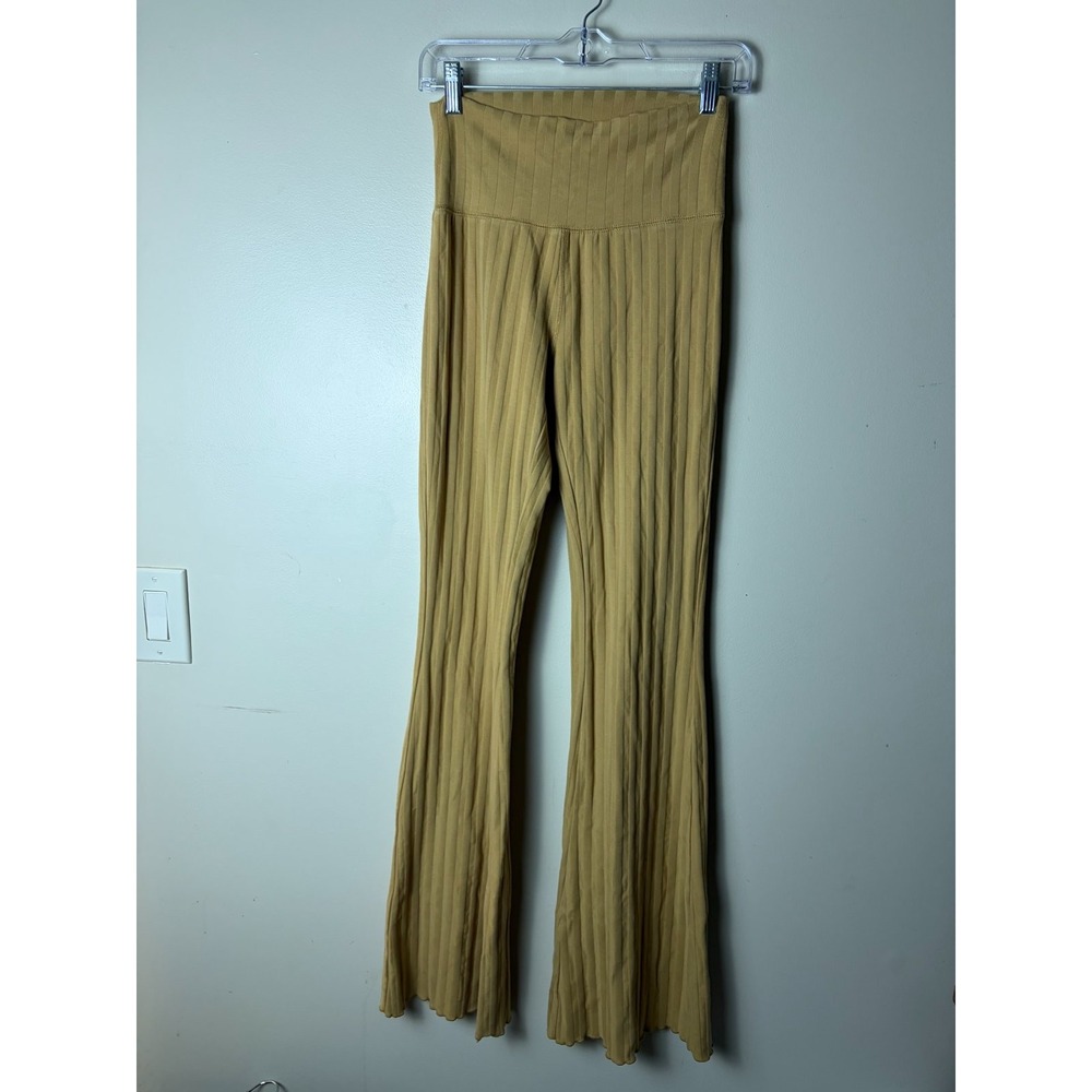 OFFLINE by Aerie Flare Leggings S Ribbed Tan Comfort Breathable